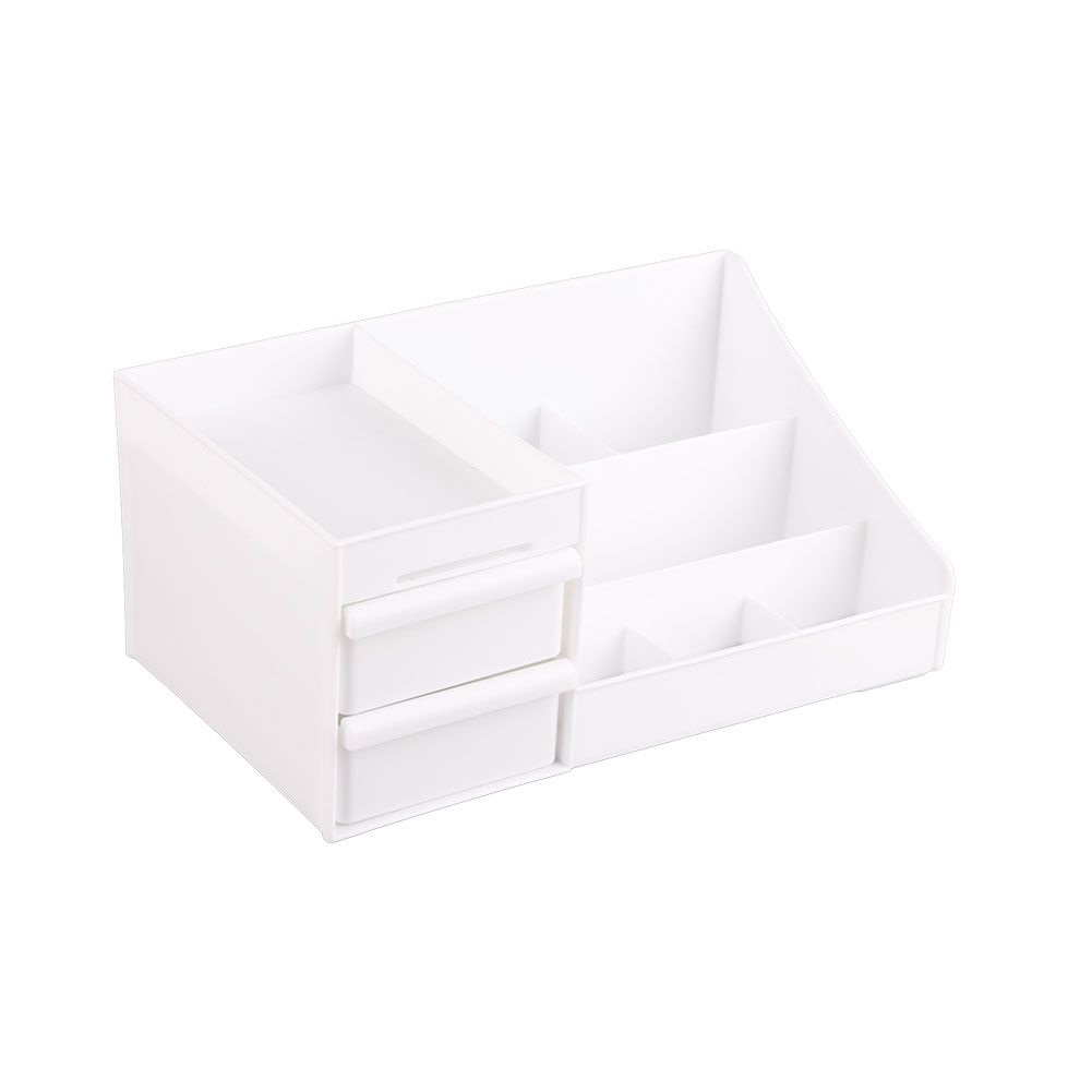 Cosmetic Storage Box Elegant Multifunctional Countertop Makeup Organizer with Drawers for School Office Art Supplies M White