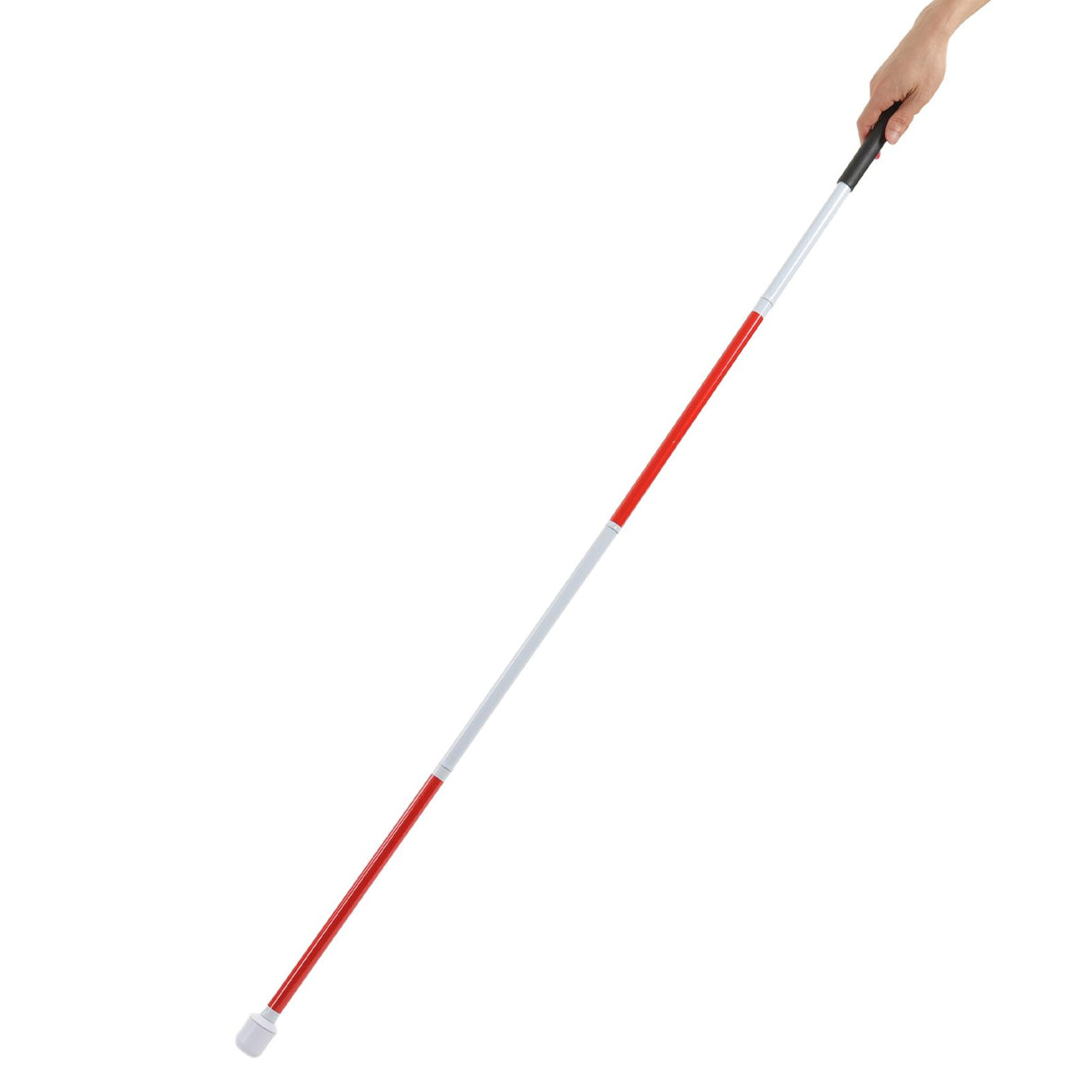 Folding Blind Cane Anti Slip Handle Red White Aluminium Light Weight Folding Walking Stick for Vision Impaired