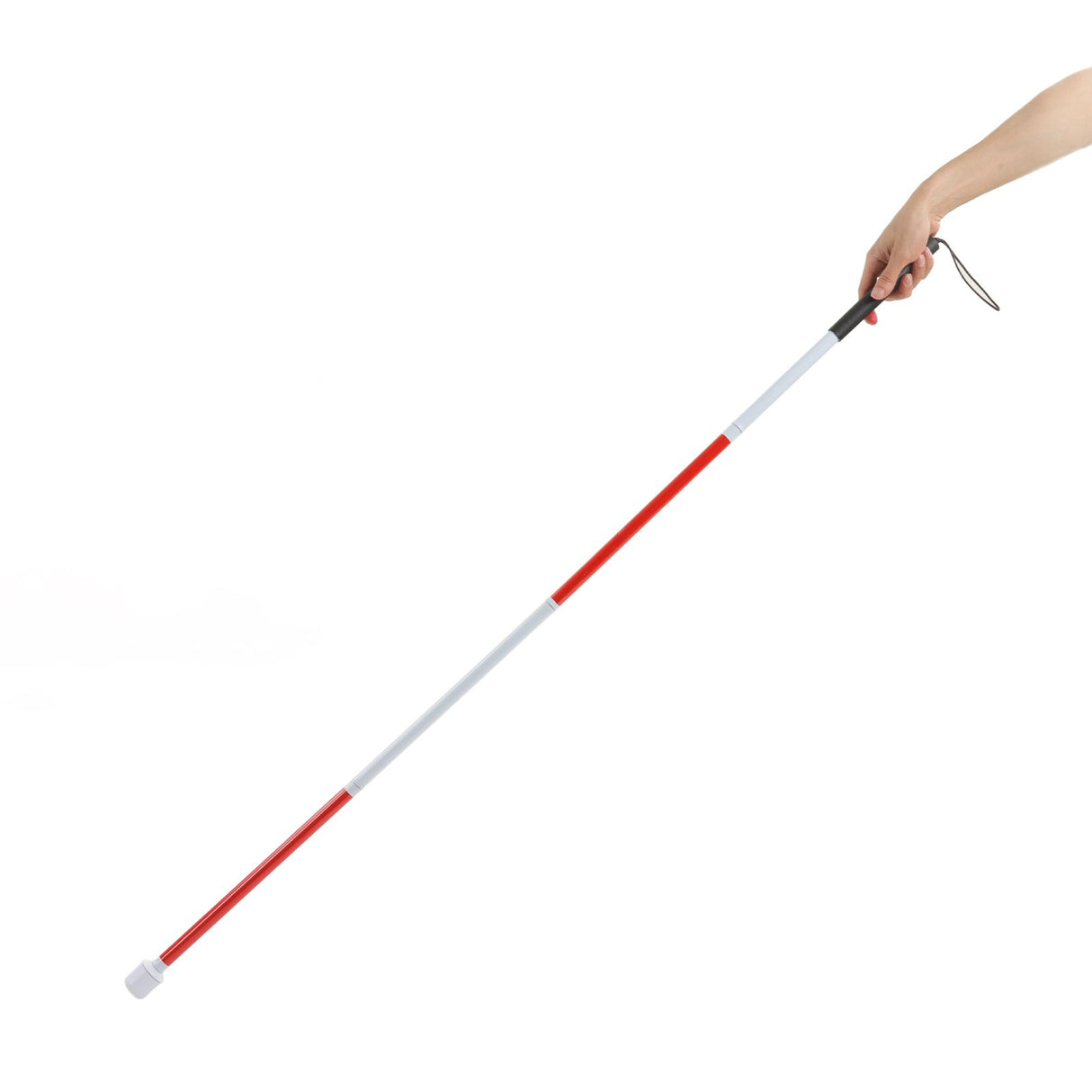 Folding Blind Cane Anti Slip Handle Red White Aluminium Light Weight Folding Walking Stick for Vision Impaired
