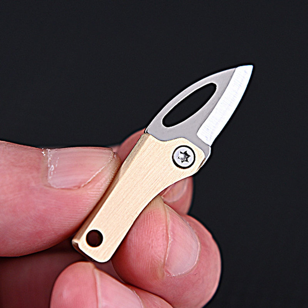 Mini Folding Knife Brass Handle Stainless Steel Blade Mini Magnetic Pocket Knife Outdoor Keychain Pendant Knife