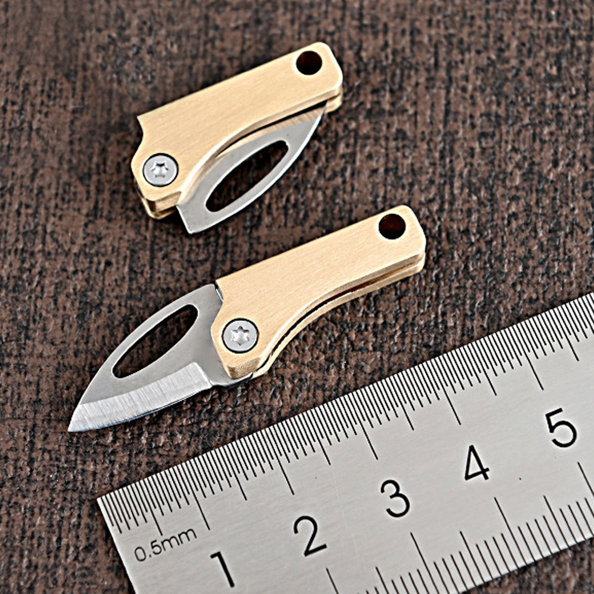 Mini Folding Knife Brass Handle Stainless Steel Blade Mini Magnetic Pocket Knife Outdoor Keychain Pendant Knife