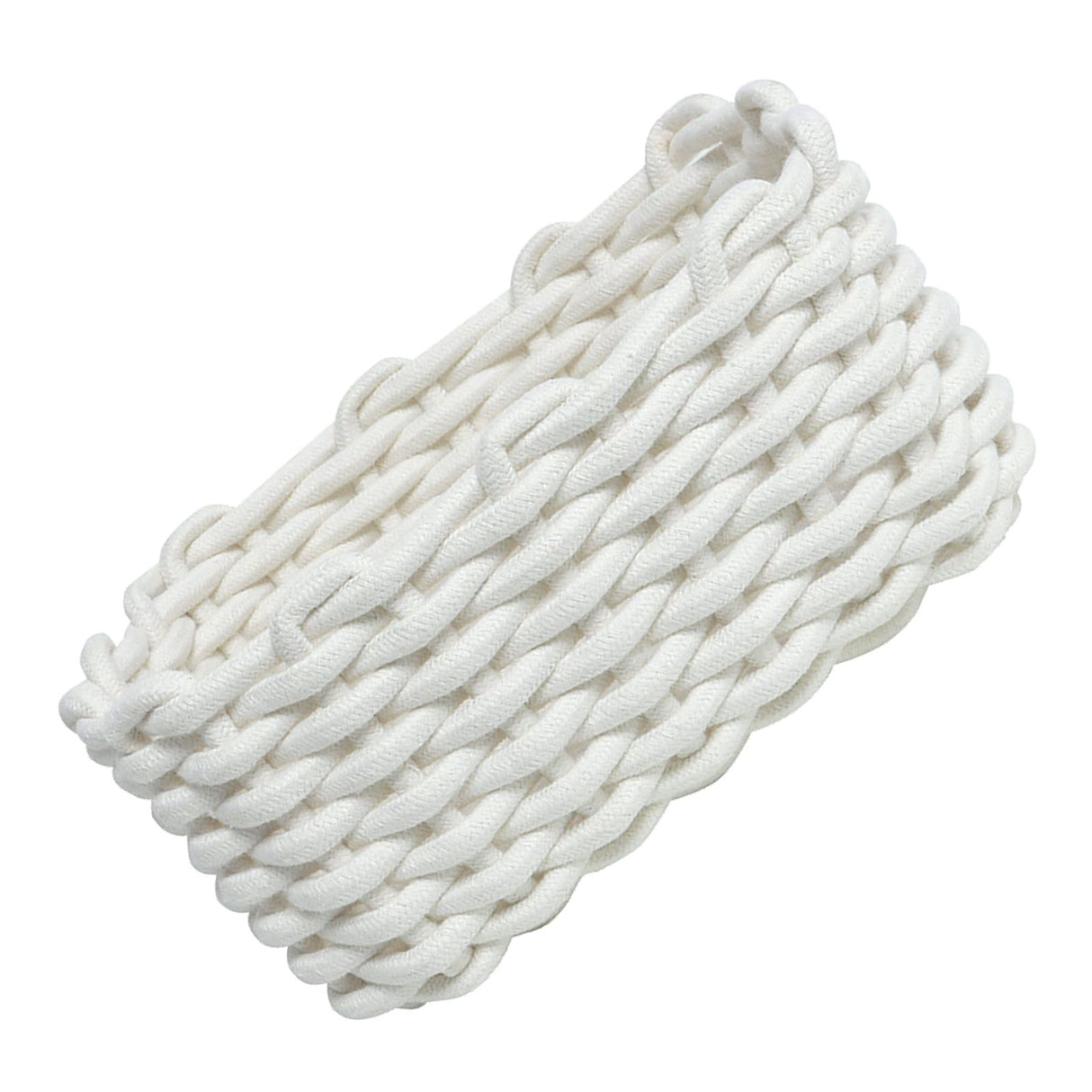 Cotton Rope Storage Basket Hand Knitting Nordic Style Desktop Storage Organizer for Key Snacks Underwear White 30x22x14cm/11.8x8.7x5.5in