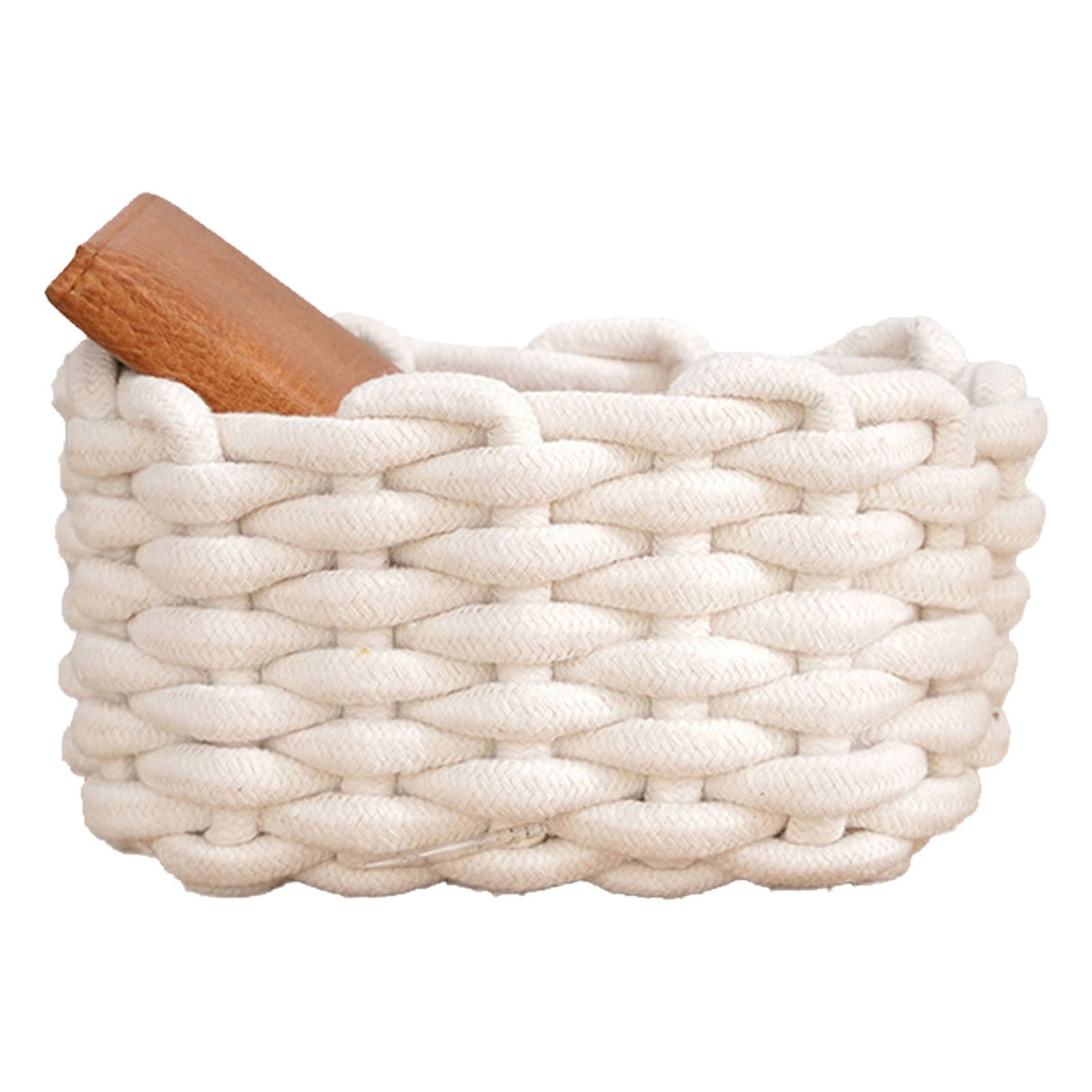 Cotton Rope Storage Basket White Simple Desktop Storage Organizer for Key Wallet Cosmetics