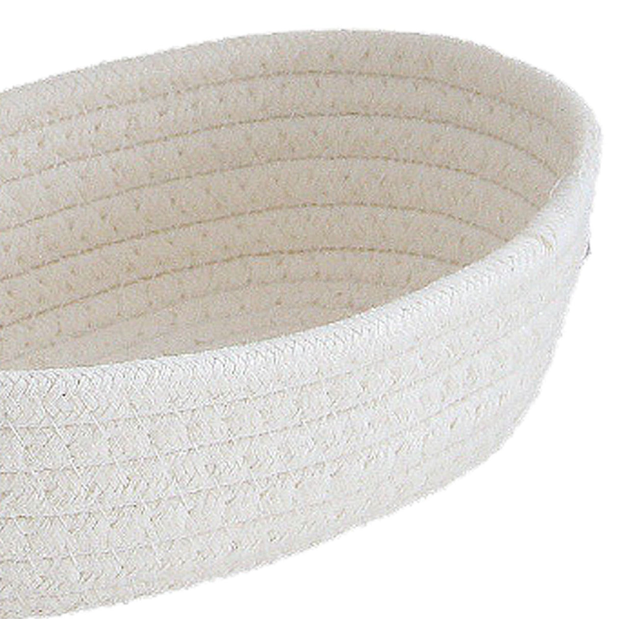 3 Pcs Desktop Storage Basket Oval Organizer Container Cotton Rope Hand Woven for Makeup Snacks White