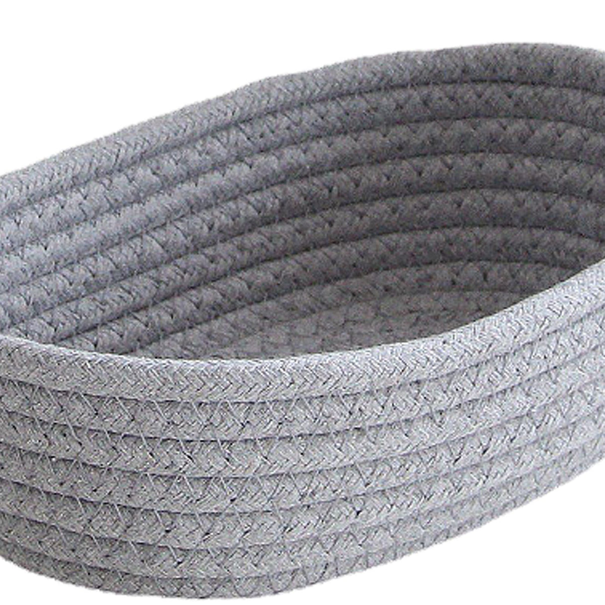 3 Pcs Desktop Storage Basket Oval Organizer Container Cotton Rope Hand Woven for Makeup Snacks Grey