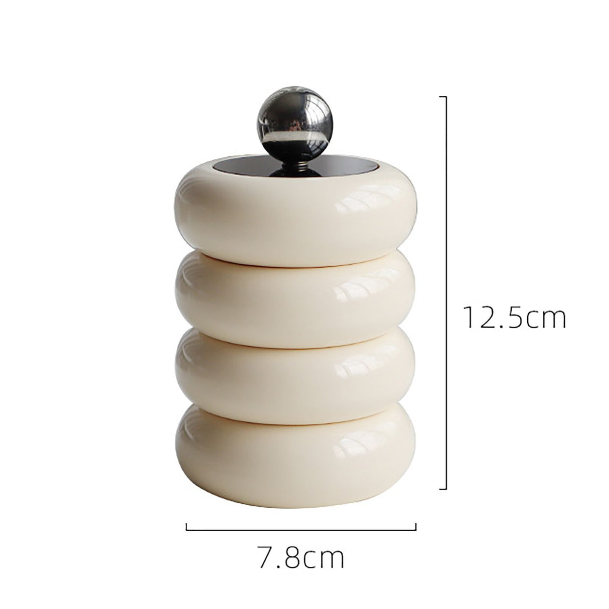 Nordic Style Qtip Holder Dispenser Desktop Dustproof Cotton Swab Storage Container Doughnut Shape Makeup Storage Box with Lid Milky White 4 Layers