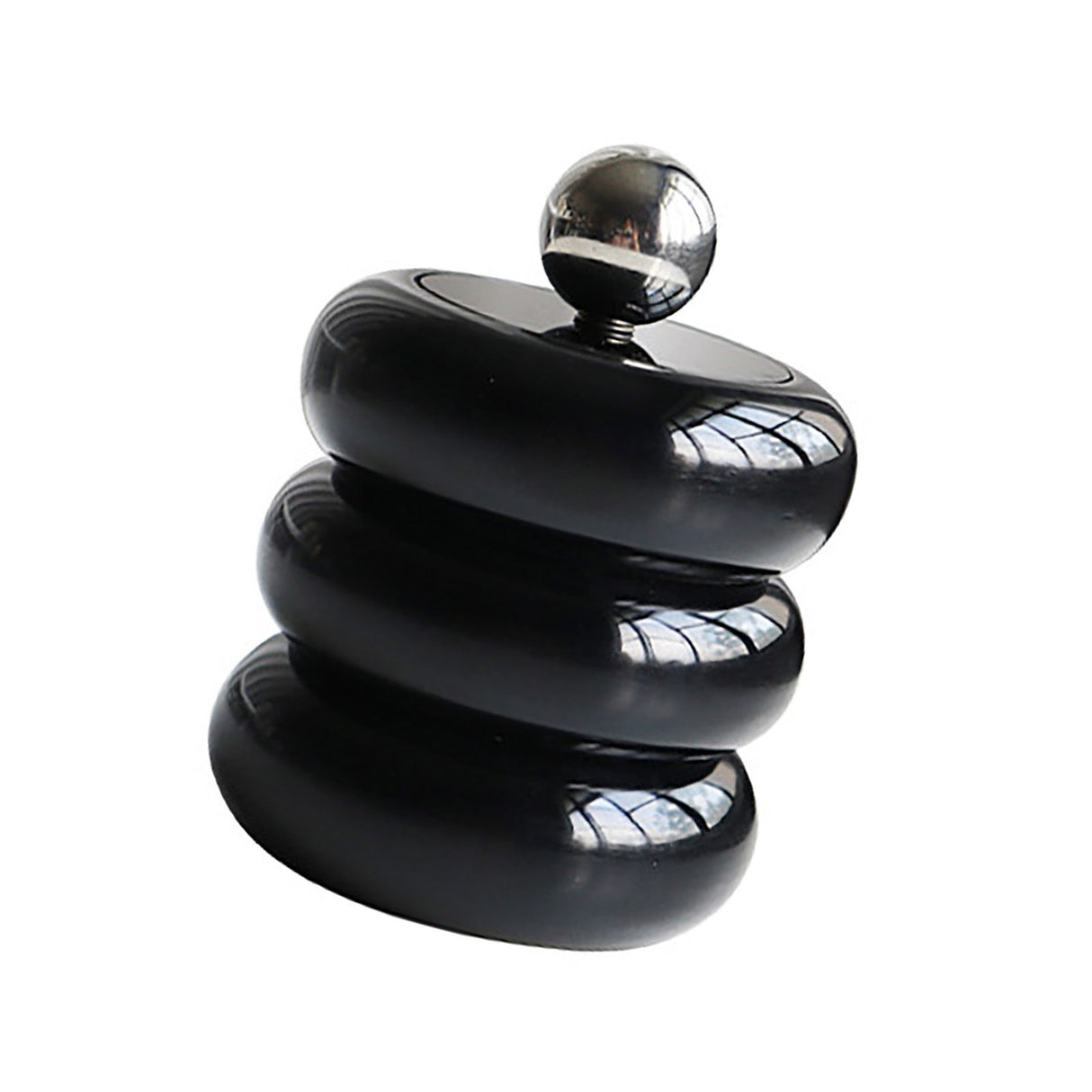 Nordic Style Qtip Holder Dispenser Desktop Dustproof Cotton Swab Storage Container Doughnut Shape Makeup Storage Box with Lid Black 3 Layers