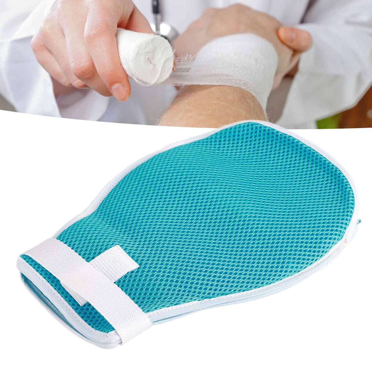 Dementia Restraint Gloves Anti Scratch Wrist Control Mitts Elderly Breathable with Fixed Restraint Belt