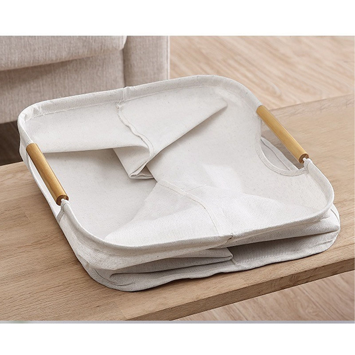 Large Laundry Basket Waterproof Collapsible Laundry Hamper with Wooden Handle for Household Bathroom S 40cm
