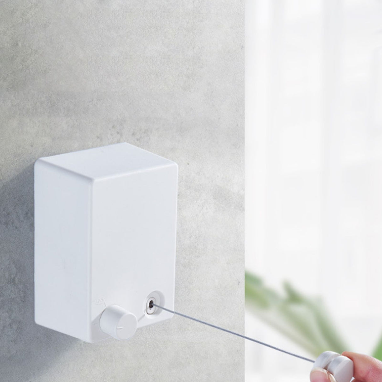 4.2m Clothes Drying Laundry Line Retractable Stainless Steel Punch Free Clothes Drying Rope for Home Balcony White