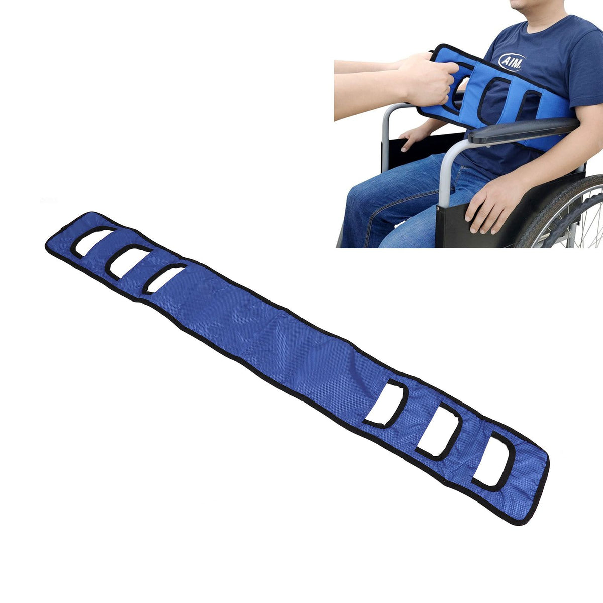Patient Transfer Sling Gait Belt Padded Breathable Patient Lift Transferring Belt Mobility Aids for Elderly Disabled Blue