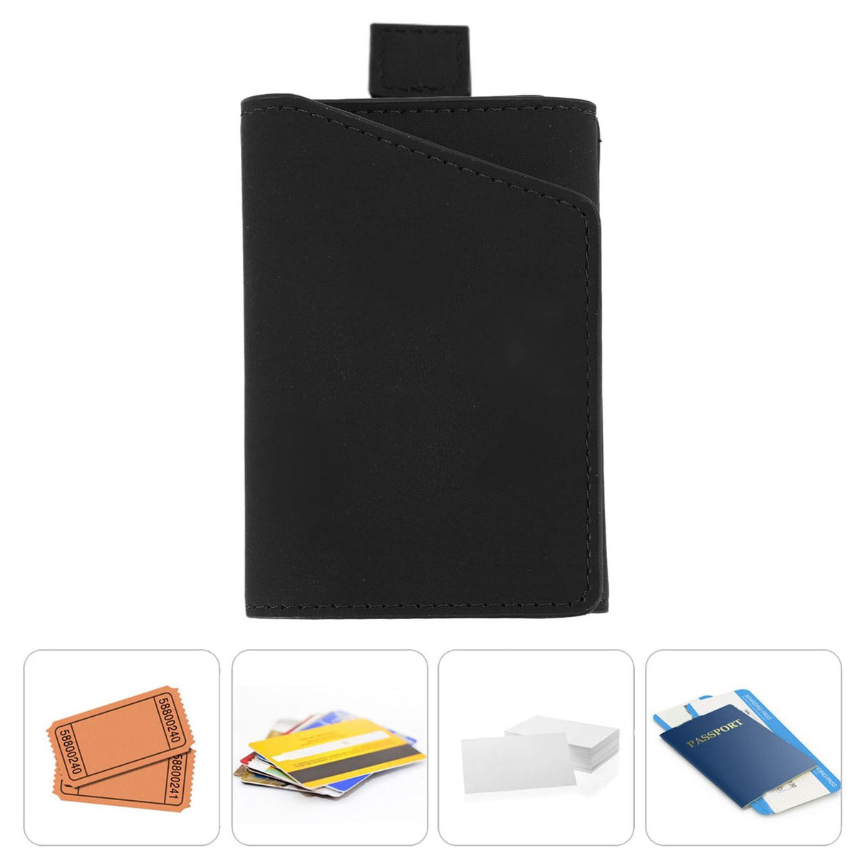 Minimalist Wallet Leather Credit Card Holder Coin Purse Portable Multi Function Card Holder Wallet for Men Women Black