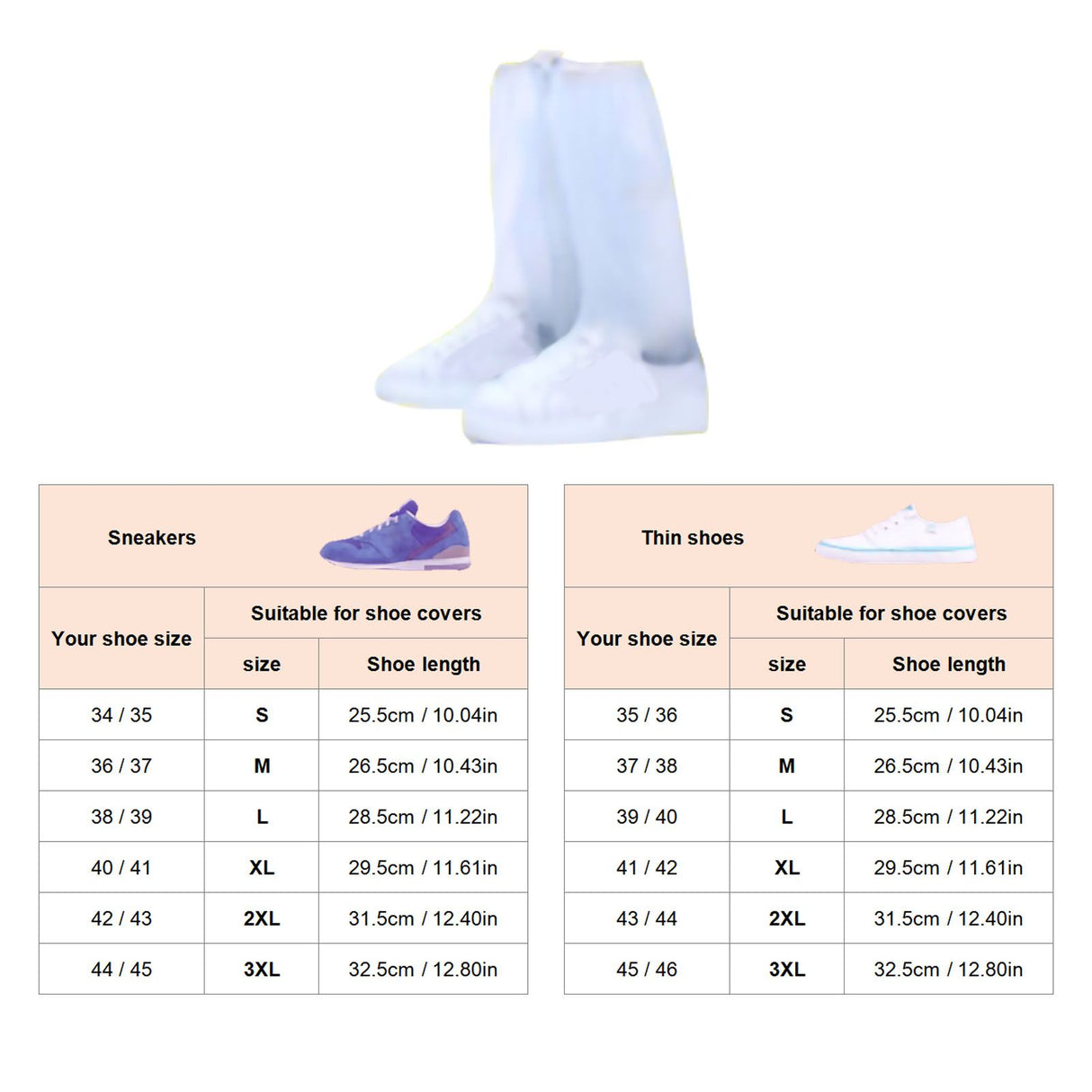 Transparent Knee High Rain Shoe Cover Reusable Waterproof Shoe Cover with Side Zipper for Men Women XXL