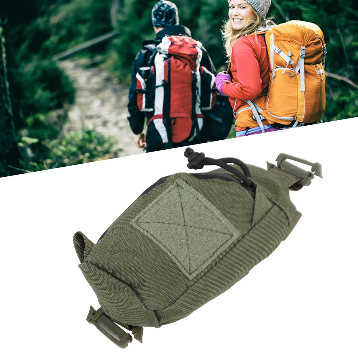 Outdoor Backpack Shoulder Strap Pouch Clip On Pouch Backpack Attachment Bag for Hikers OD Green