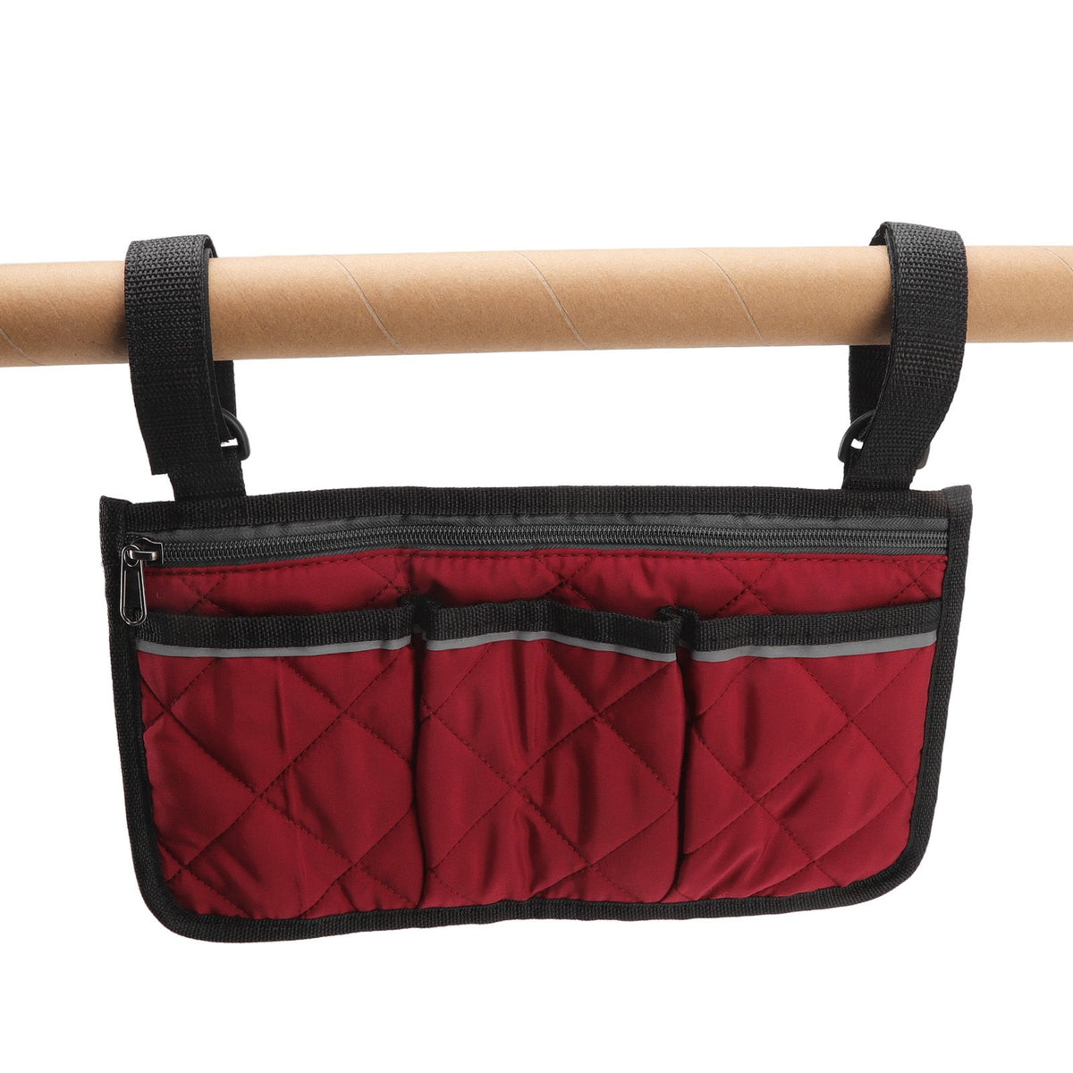 Wheelchair Pouch Bag Waterproof Polyester Multi Pocket Design Wheelchair Side Pocket for Outdoor Mobile Chair Red
