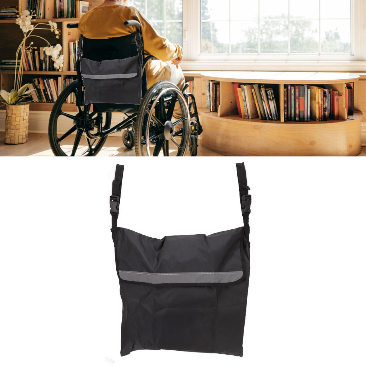 Wheelchair Storage Bag Canvas Large Capacity Flexible Portable Electric Wheel Chair Hanging Bag for Wheelchair Walker