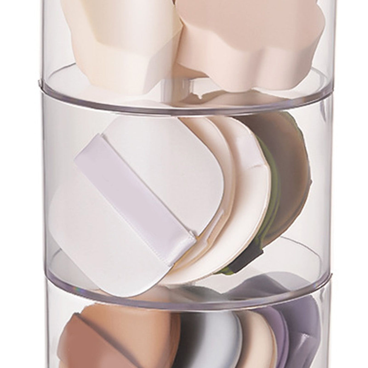 Multi Layer Powder Puff Organizer Breathable Dustproof Earring White Rotatable Container for Home 4 Tiers
