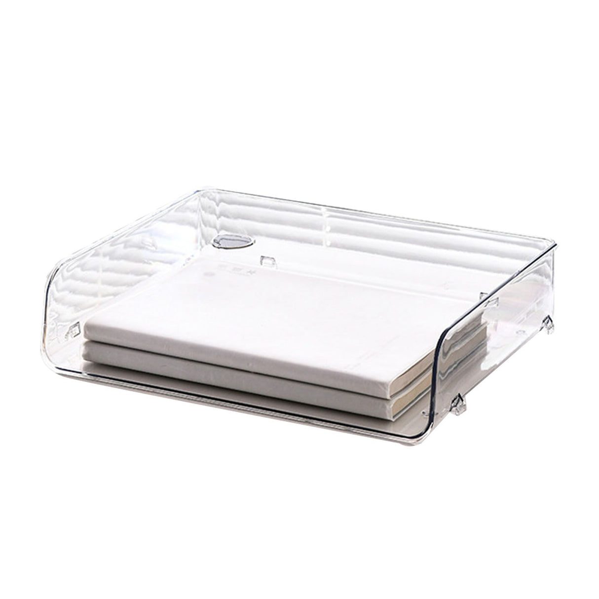 A4 Paper Storage Box Stackable Plastic Large Opening Single Layer Desktop File Organizer for Office Transparent 32.5x25x7.5cm/12.8x9.8x3.0in