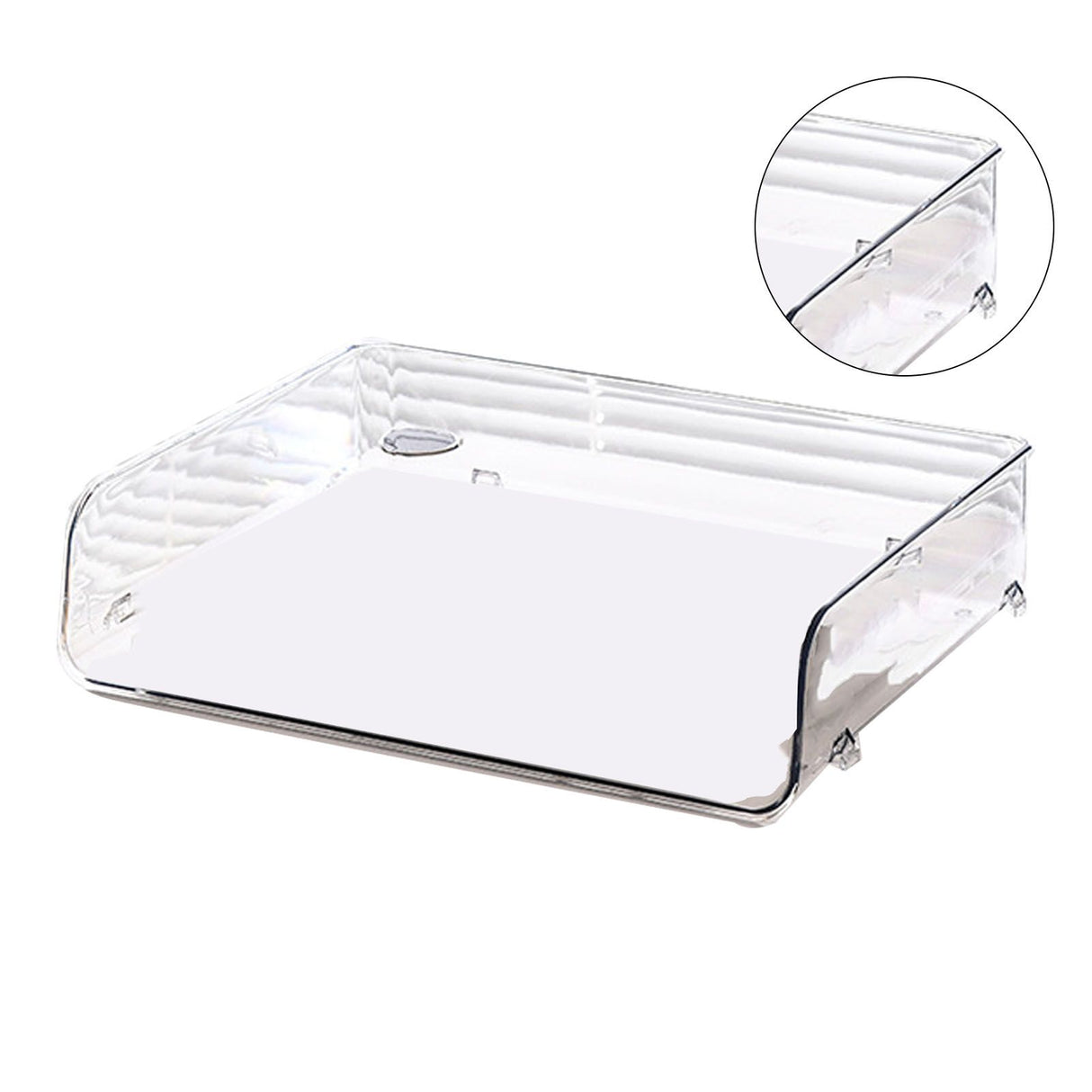 A4 Paper Storage Box Stackable Plastic Large Opening Single Layer Desktop File Organizer for Office Transparent 32.5x25x7.5cm/12.8x9.8x3.0in