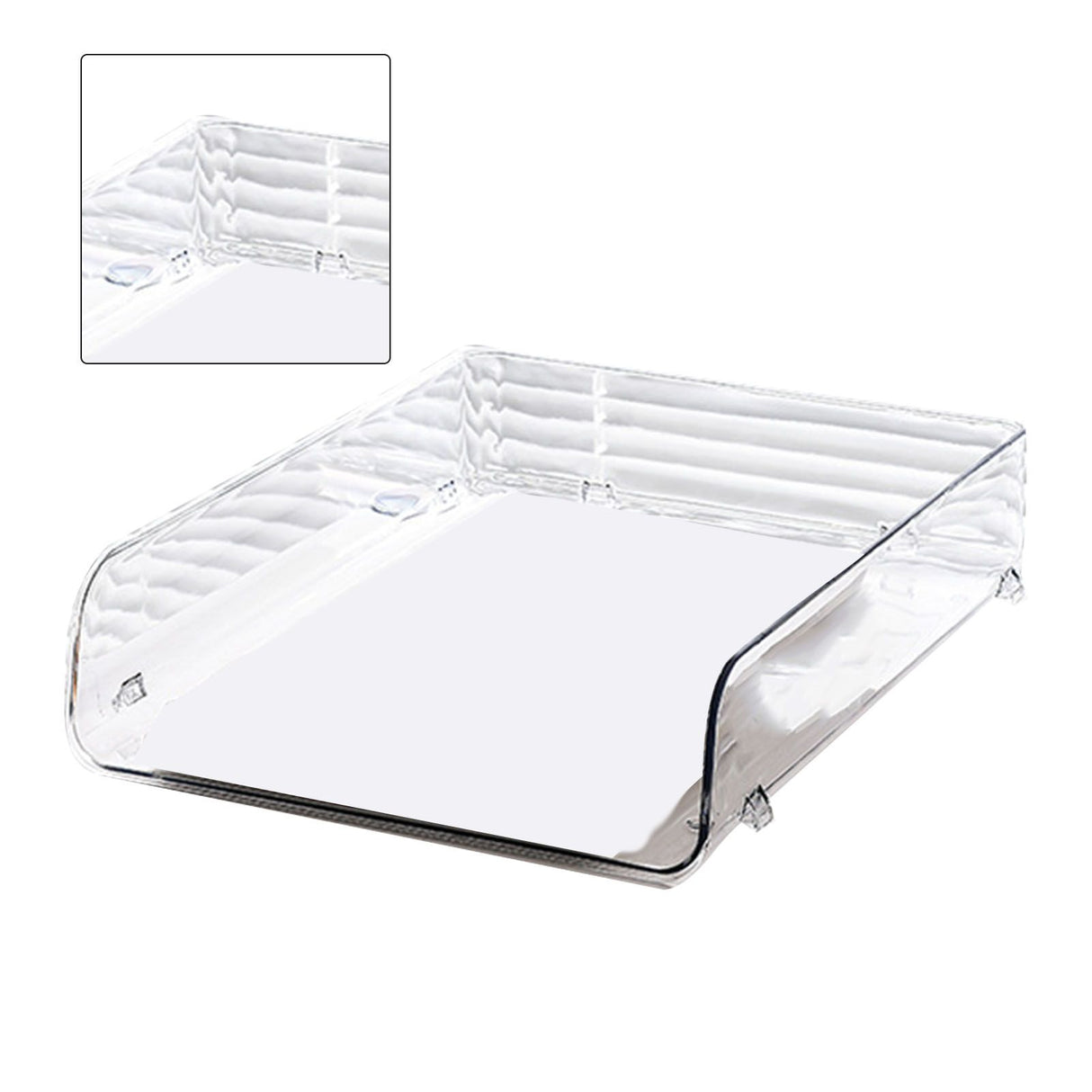 A4 Paper Storage Box Stackable Plastic Large Opening Single Layer Desktop File Organizer for Office Transparent 26.5x33x7.5cm/10.4x13.0x3.0in