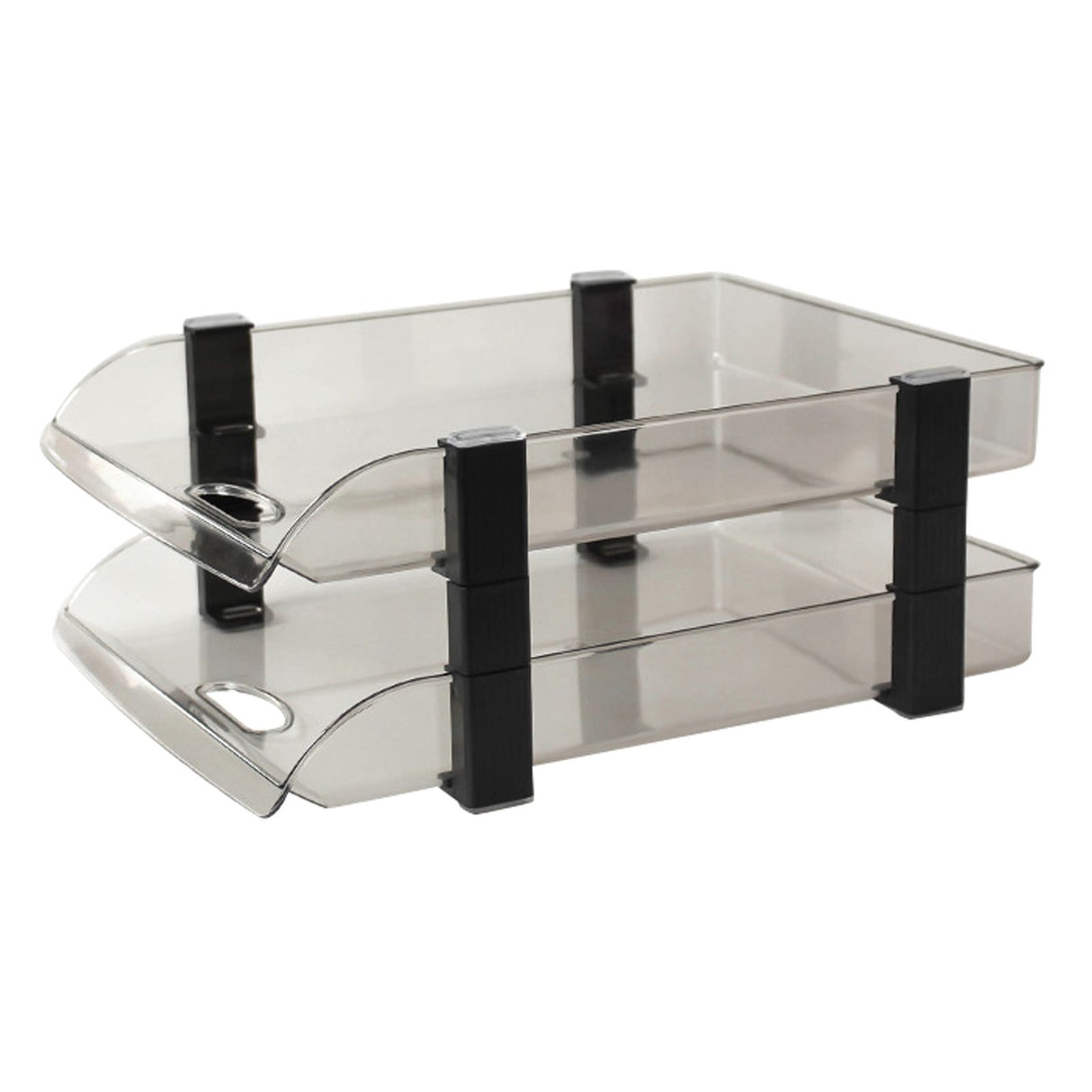 Desk File Letter Tray Layered Classified Documents Rack Acrylic Office Storage Rack Dark Black 2 Layers 280x372x144mm