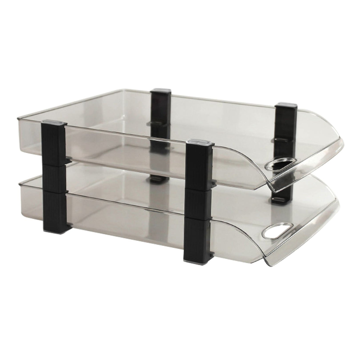 Desk File Letter Tray Layered Classified Documents Rack Acrylic Office Storage Rack Dark Black 2 Layers 280x372x144mm