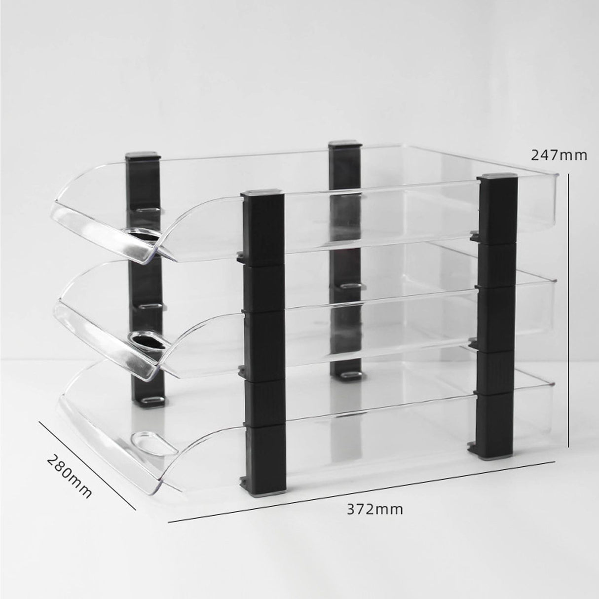 Desk File Letter Tray Layered Classified Documents Rack Acrylic Office Storage Rack Transparent 3 Layers 280x372x247mm