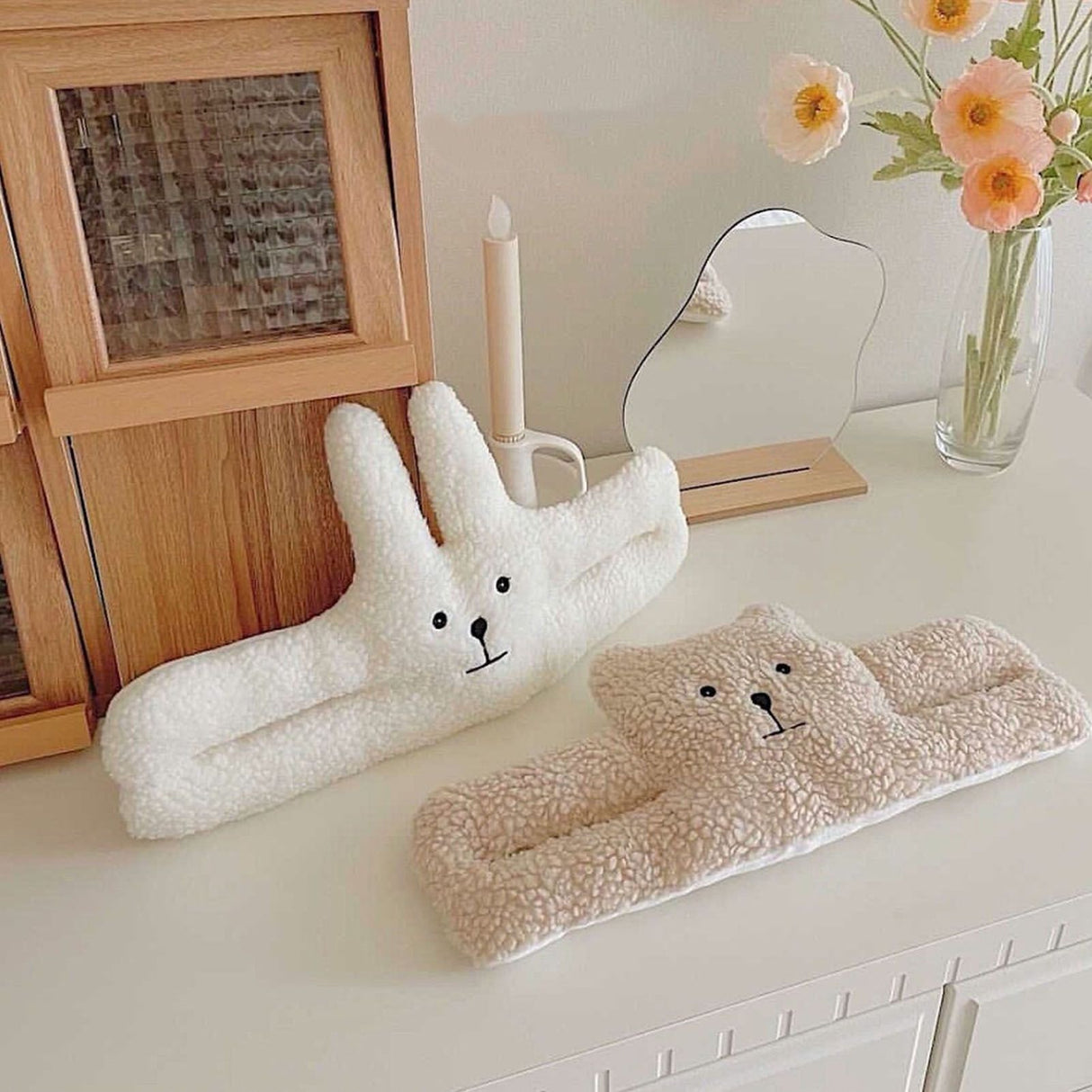 Door Slam Stopper Lamb Cashmere PP Cotton Anti Pinch Door Pinch Guards for Children Decoration Little Rabbit