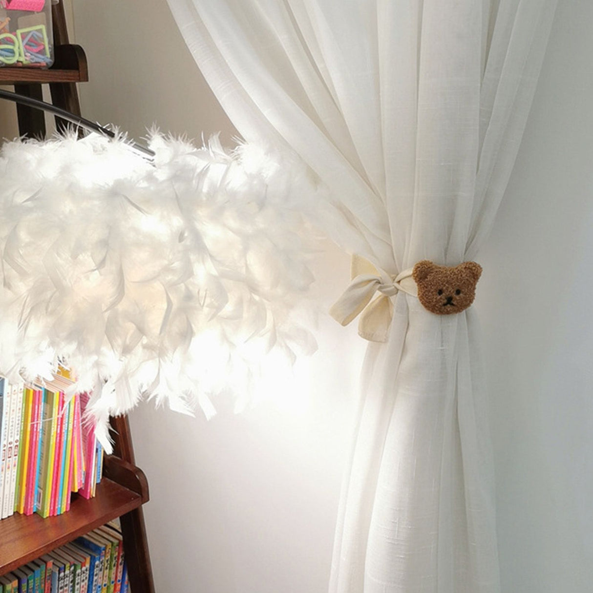 Curtain Tiebacks Embroidered Bear Head Curtain Strap Tie Rope Children Room Decoration Brown Bear