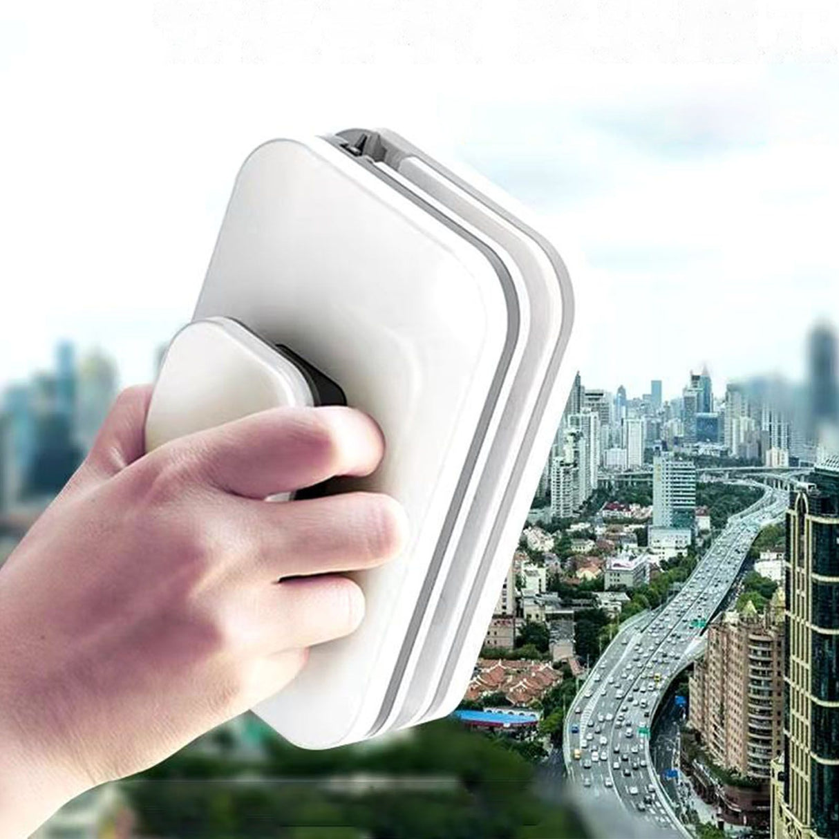 Magnetic Window Cleaner Large Handle Double Sided High Safety Sturdy Plastic Window Cleaning Tool for 3 to 10mm Glasses