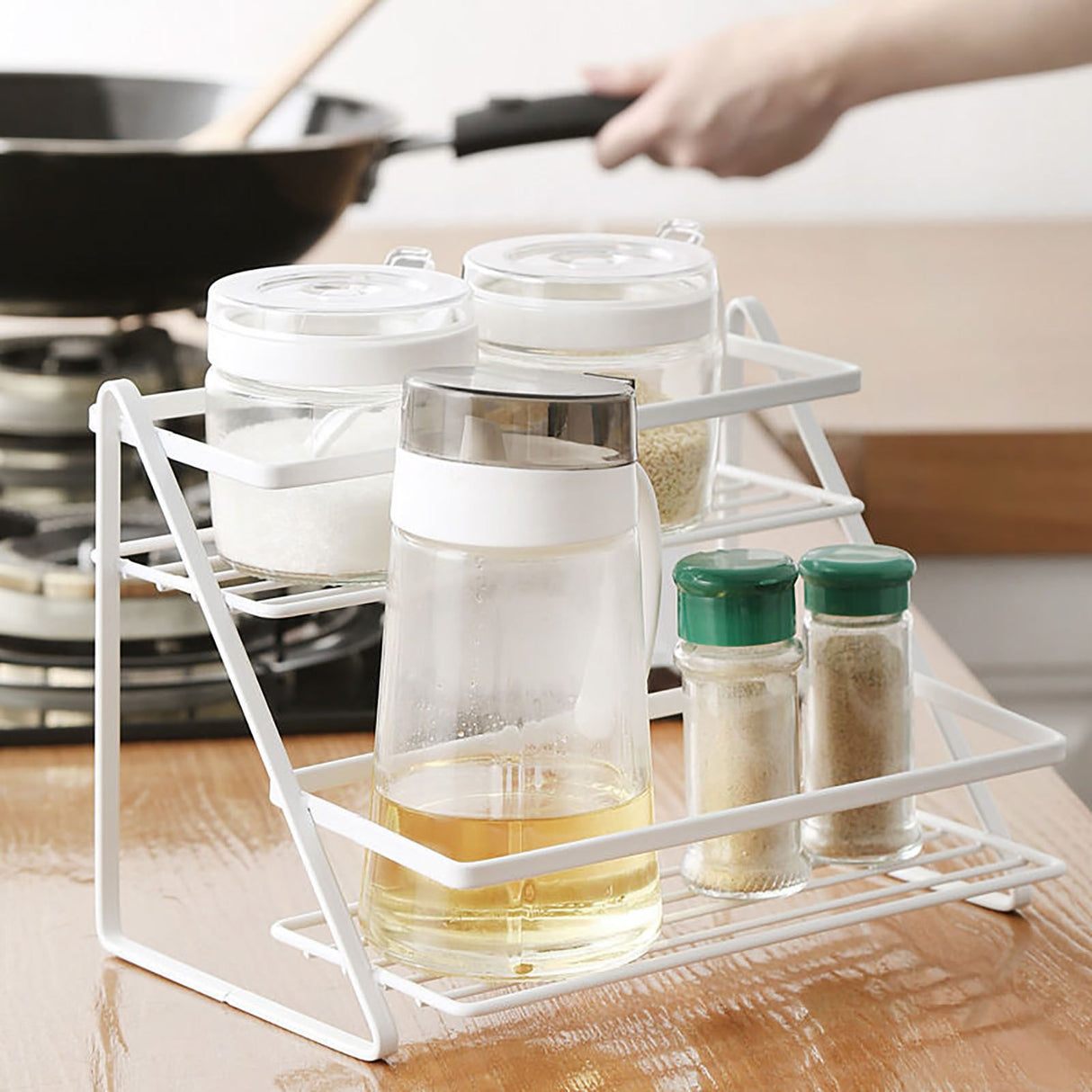 Spice Rack Organizer Seasoning Bottle Jar Shelf Multifunctional Home Kitchen Organizing Storage Rack Double Layer