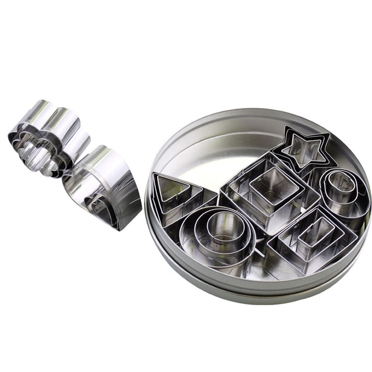 24pcs Metal Biscuit Cutters Set Food Grade BPA Free Stainless Steel Biscuit Molds for Biscuits Chocolate Cake