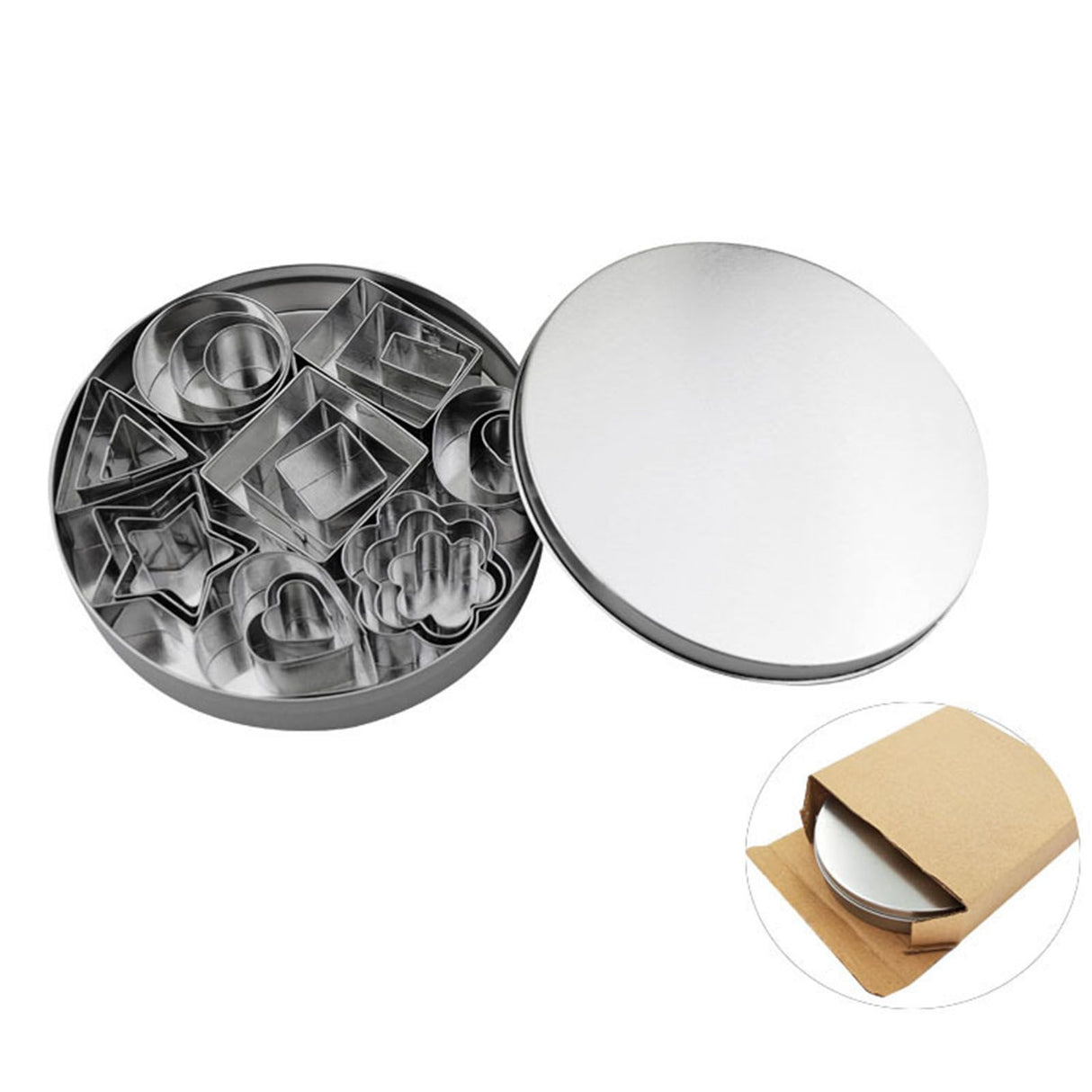 24pcs Metal Biscuit Cutters Set Food Grade BPA Free Stainless Steel Biscuit Molds for Biscuits Chocolate Cake
