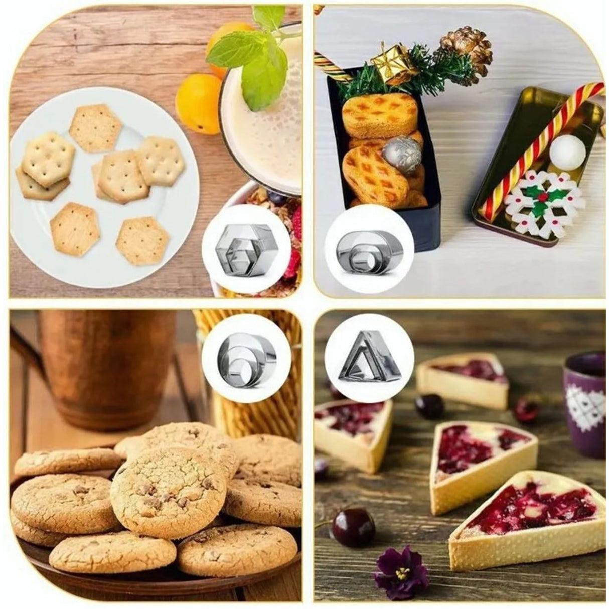 24pcs Metal Biscuit Cutters Set Food Grade BPA Free Stainless Steel Biscuit Molds for Biscuits Chocolate Cake