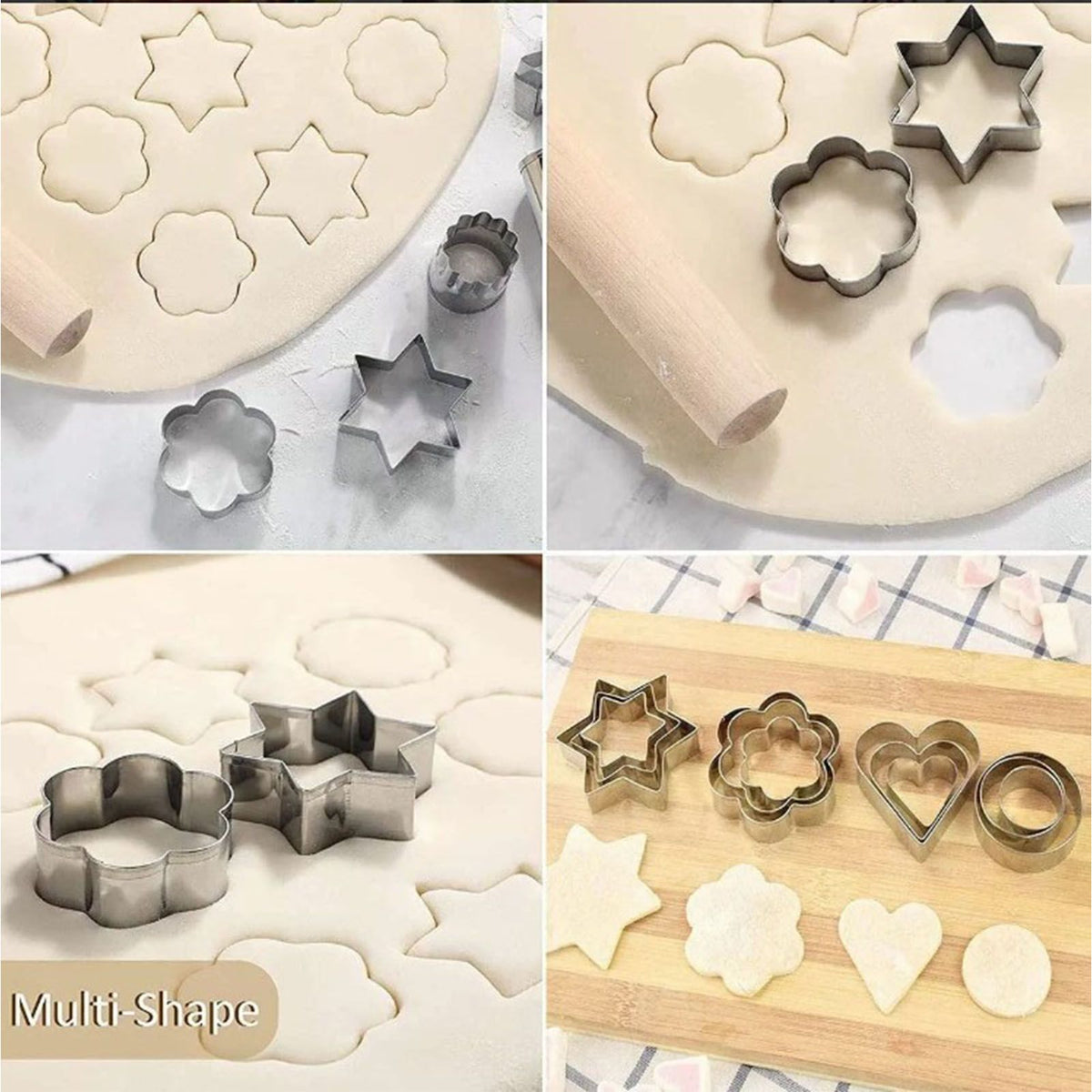 24pcs Metal Biscuit Cutters Set Food Grade BPA Free Stainless Steel Biscuit Molds for Biscuits Chocolate Cake