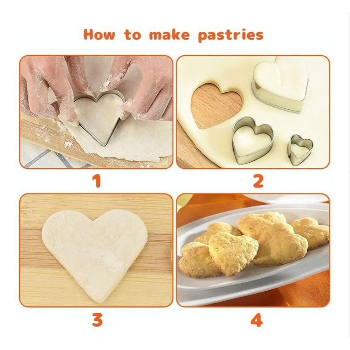 24pcs Metal Biscuit Cutters Set Food Grade BPA Free Stainless Steel Biscuit Molds for Biscuits Chocolate Cake