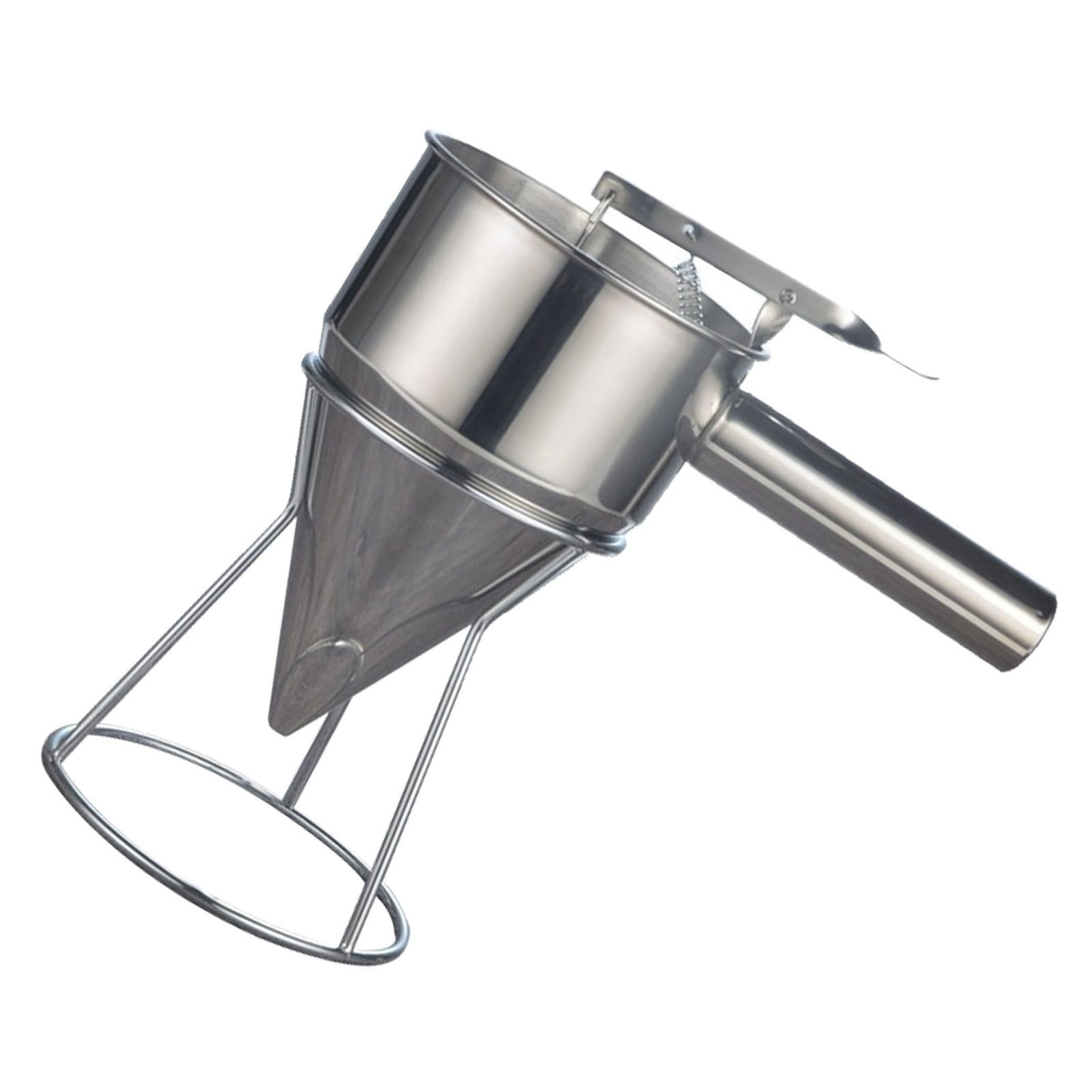 Stainless Steel Pancake Batter Dispenser Baking Cake Funnel Dispenser with Stable Rack for Takoyaki Ball Waffles