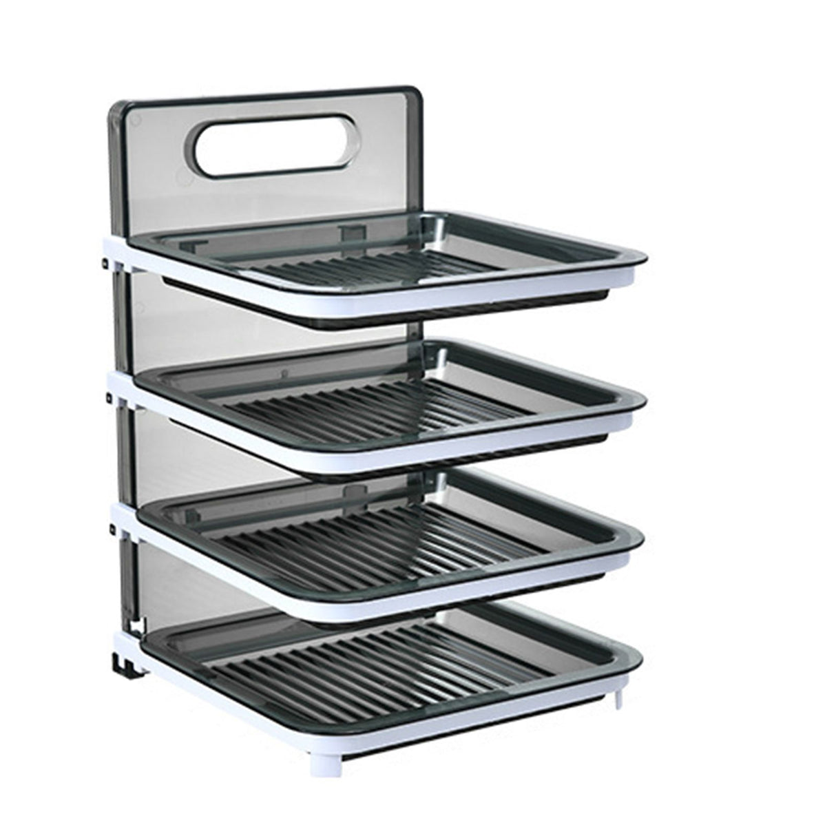 Wall Mounted Food Sorting Tray 4 Layers Storage Tray Collapsible Side Dish Stacking Storage for Hotpot Kitchen Grey