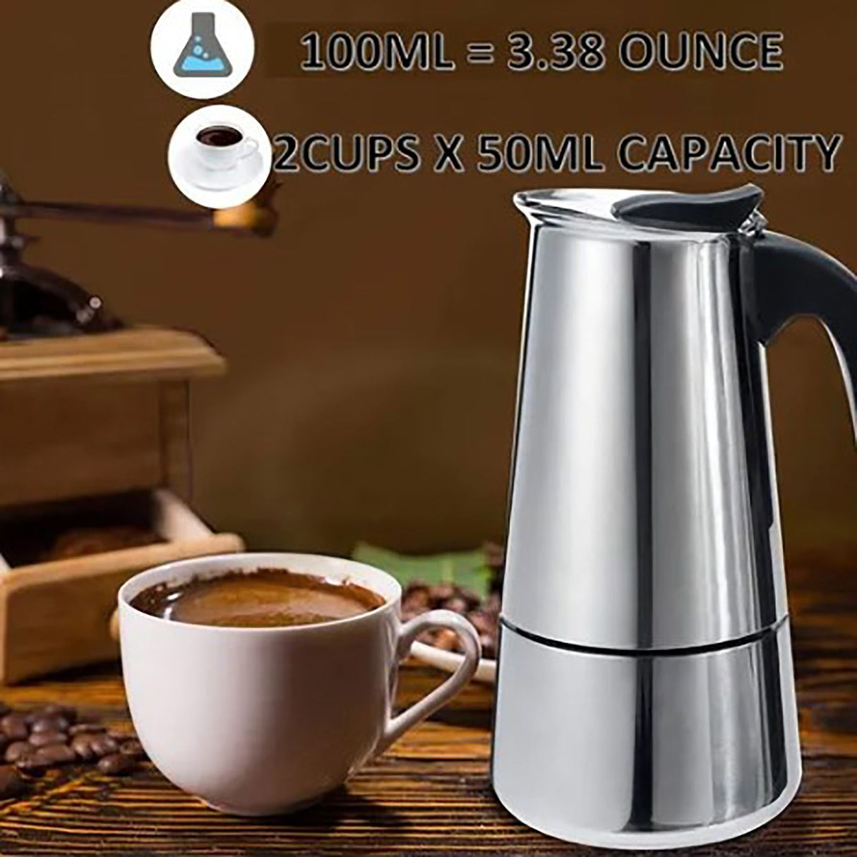 100ML Stainless Steel Coffee Maker Moka Pot Insulated Thermal Coffee Pot for Hand Brewed Coffee