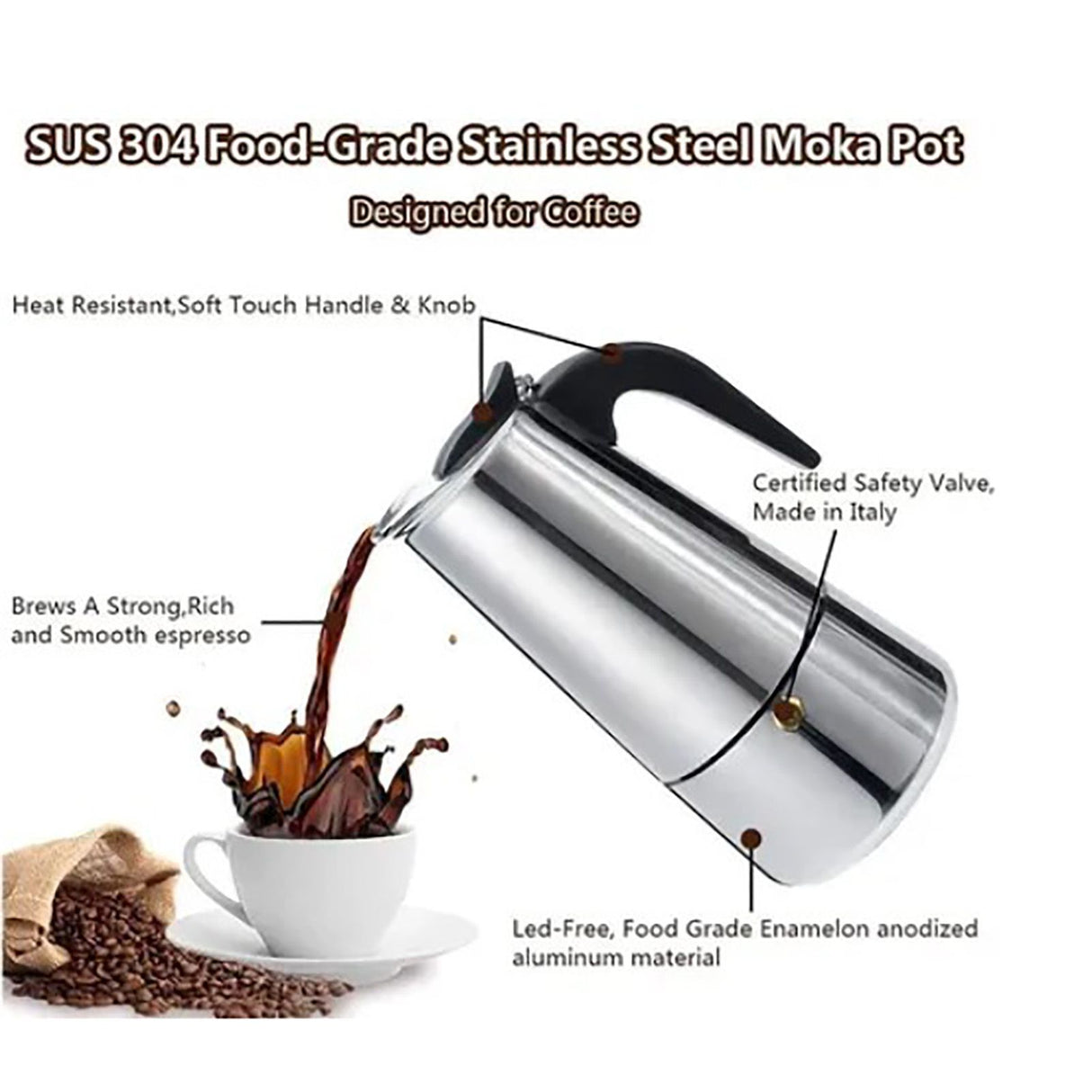 100ML Stainless Steel Coffee Maker Moka Pot Insulated Thermal Coffee Pot for Hand Brewed Coffee
