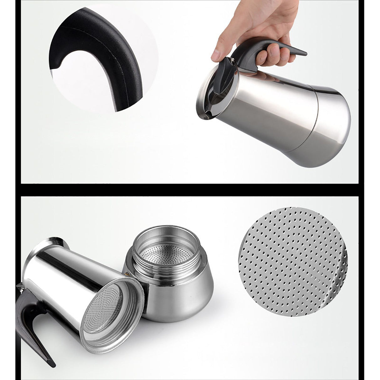 100ML Stainless Steel Coffee Maker Moka Pot Insulated Thermal Coffee Pot for Hand Brewed Coffee