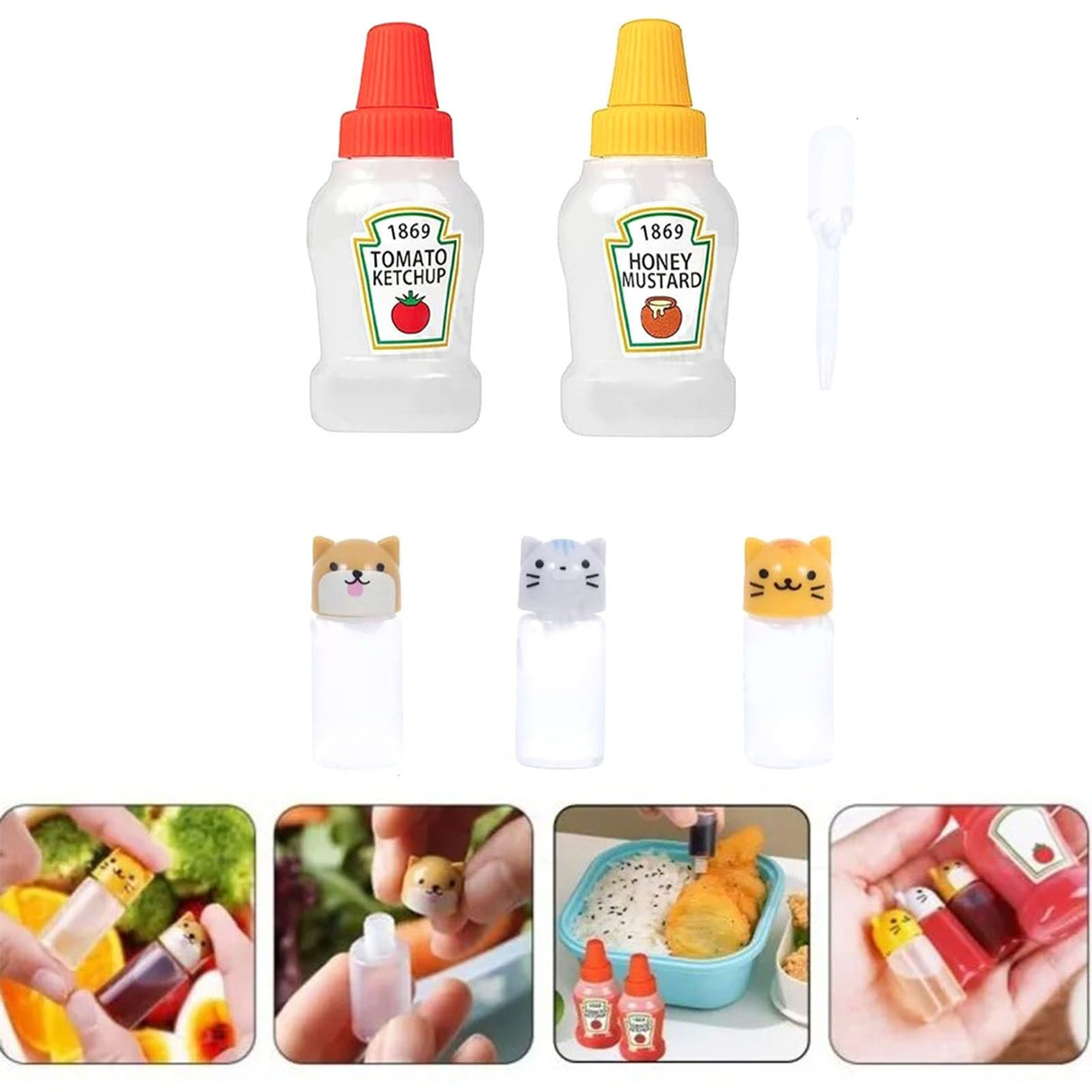 Plastic Mini Bento Soy Sauce Bottles Squeeze Salad Dressing Bottles Portable Sauce Containers