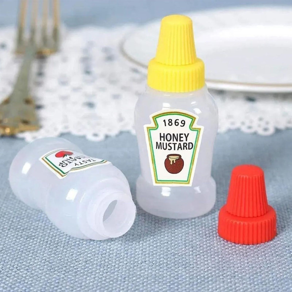 Plastic Mini Bento Soy Sauce Bottles Squeeze Salad Dressing Bottles Portable Sauce Containers