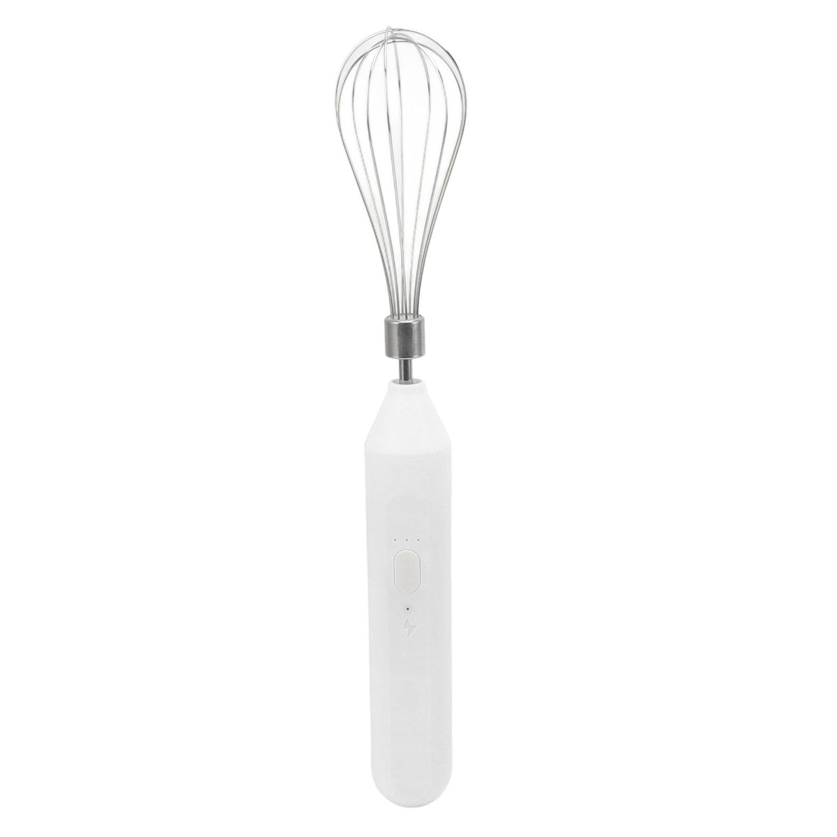 Electric Egg Beater Handheld USB Charging Milk Frother Portable Cordless Drink Mixer with Stainless Steel Whisk White