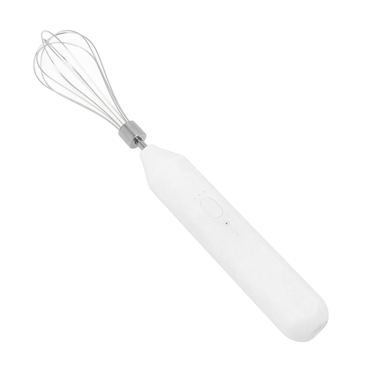 Electric Egg Beater Handheld USB Charging Milk Frother Portable Cordless Drink Mixer with Stainless Steel Whisk White