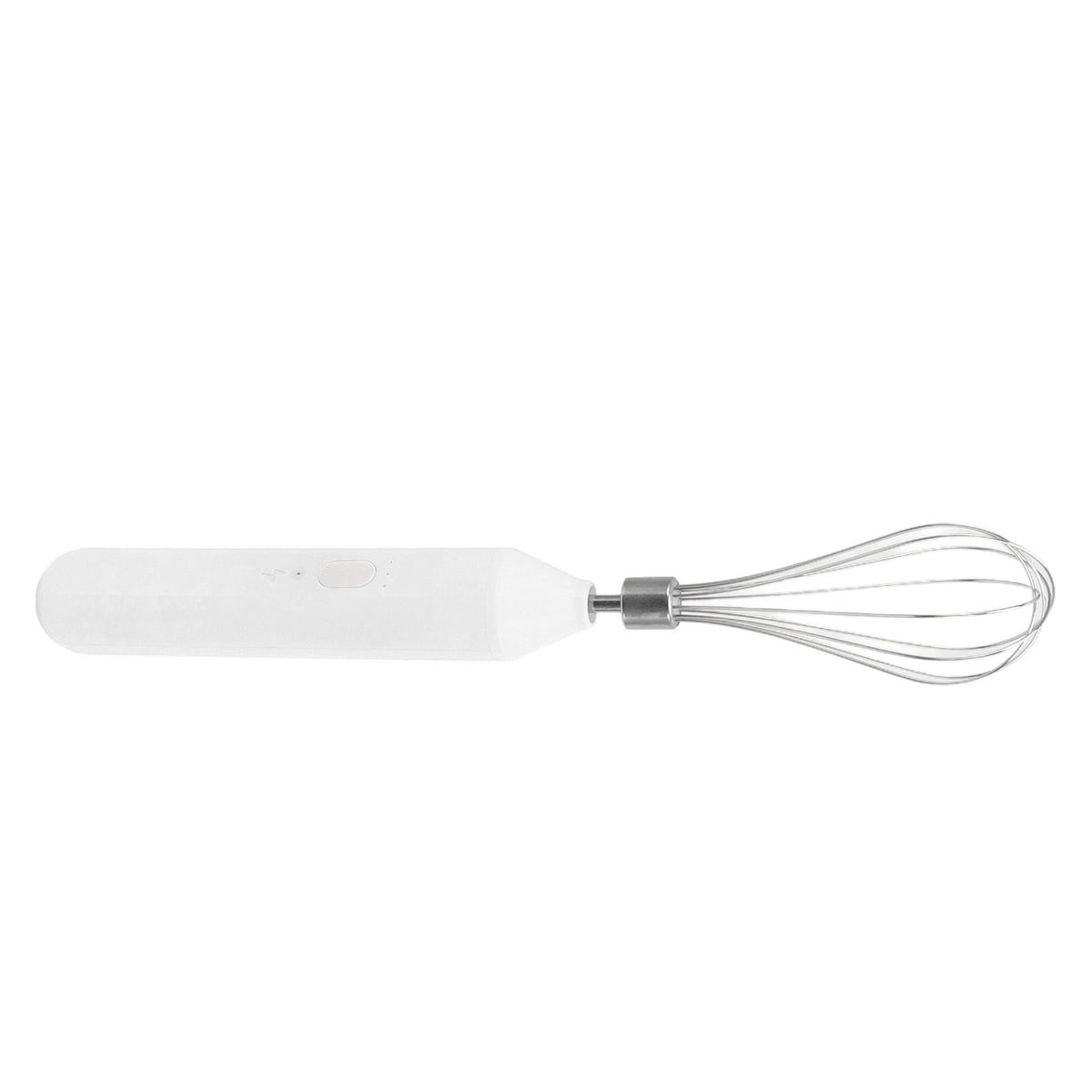 Electric Egg Beater Handheld USB Charging Milk Frother Portable Cordless Drink Mixer with Stainless Steel Whisk White