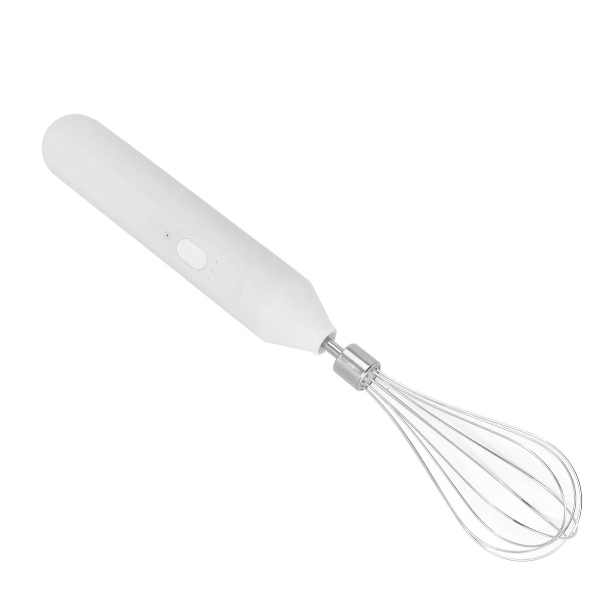 Electric Egg Beater Handheld USB Charging Milk Frother Portable Cordless Drink Mixer with Stainless Steel Whisk White