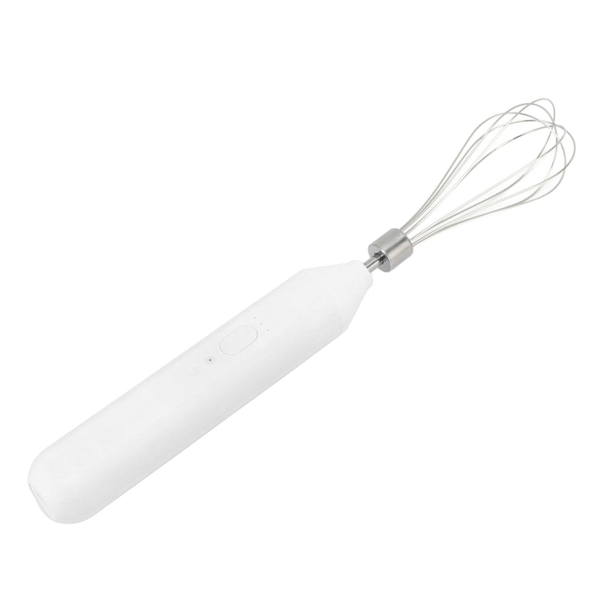 Electric Egg Beater Handheld USB Charging Milk Frother Portable Cordless Drink Mixer with Stainless Steel Whisk White