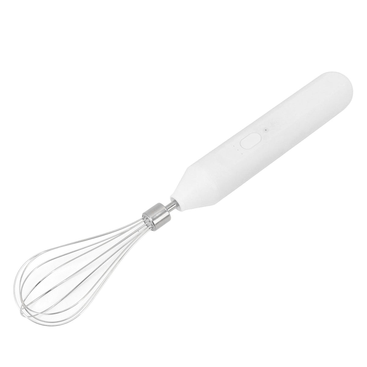 Electric Egg Beater Handheld USB Charging Milk Frother Portable Cordless Drink Mixer with Stainless Steel Whisk White
