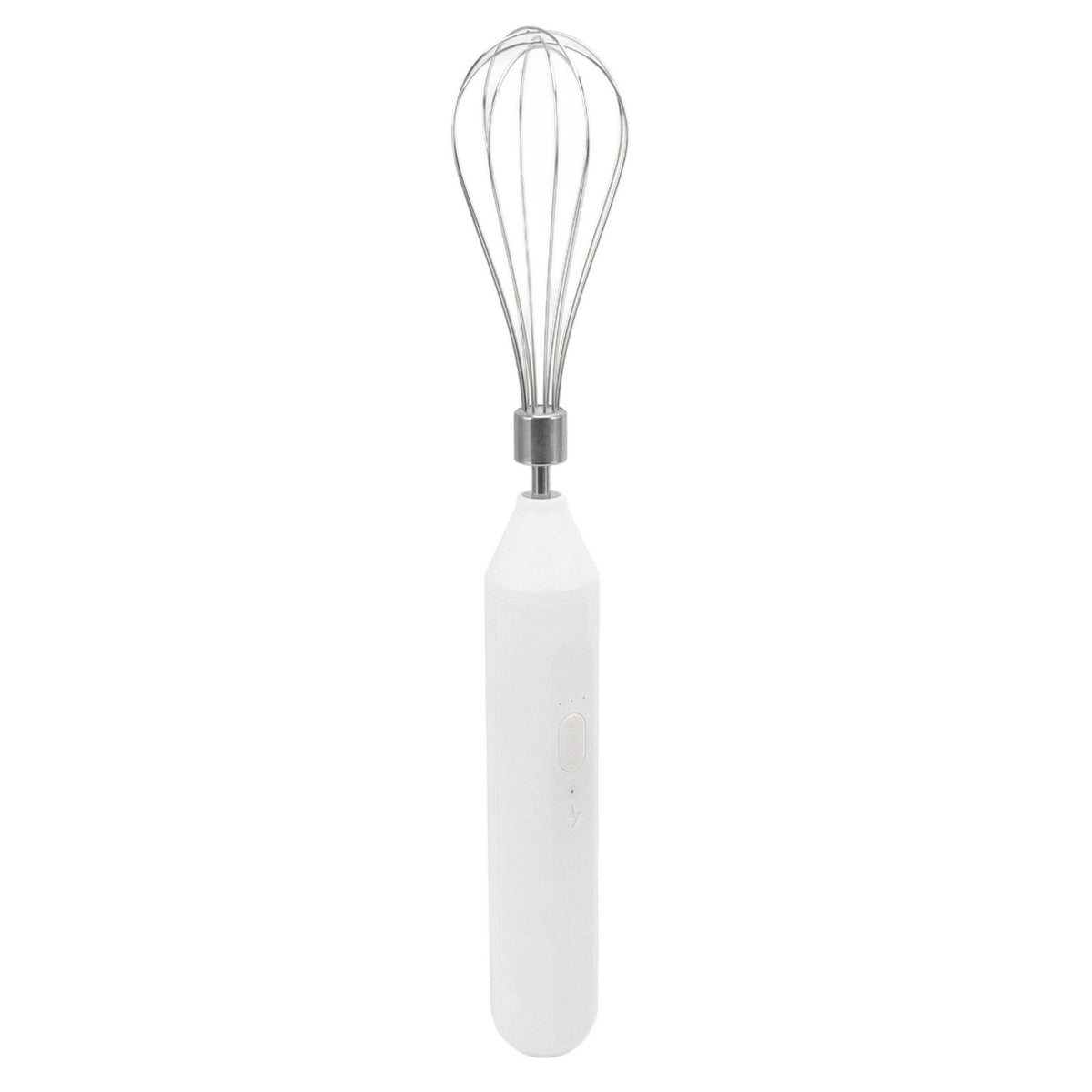 Electric Egg Beater Handheld USB Charging Milk Frother Portable Cordless Drink Mixer with Stainless Steel Whisk White